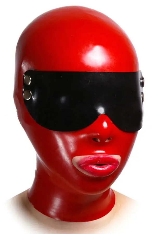 

Red Black BMask Molded Latex Hood Eye mask With Goggles Gummy Rubber Mask Options