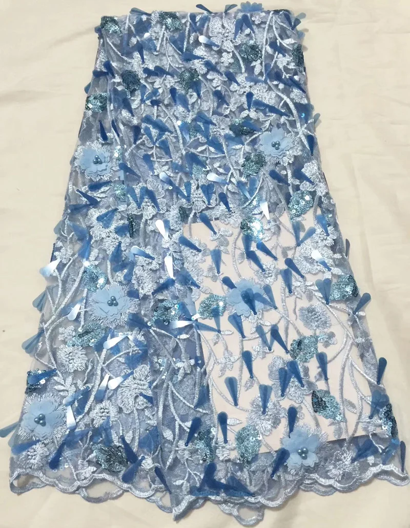 

(5yards/pc) high quality embroidered African sequins French lace fabric with beads and long paillettes for party dress FLC892