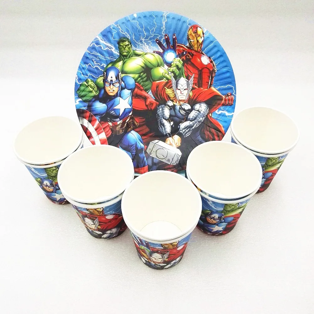 

20pc/set Avengers Kids Birthday Party Supplies Plate Cup Party Favors Superhero Decodration Baby shower Tableware