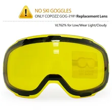 COPOZZ Original GOG 2181 Lens Yellow Graced Magnetic Lens for Ski Goggles Anti fog UV400 Spherical