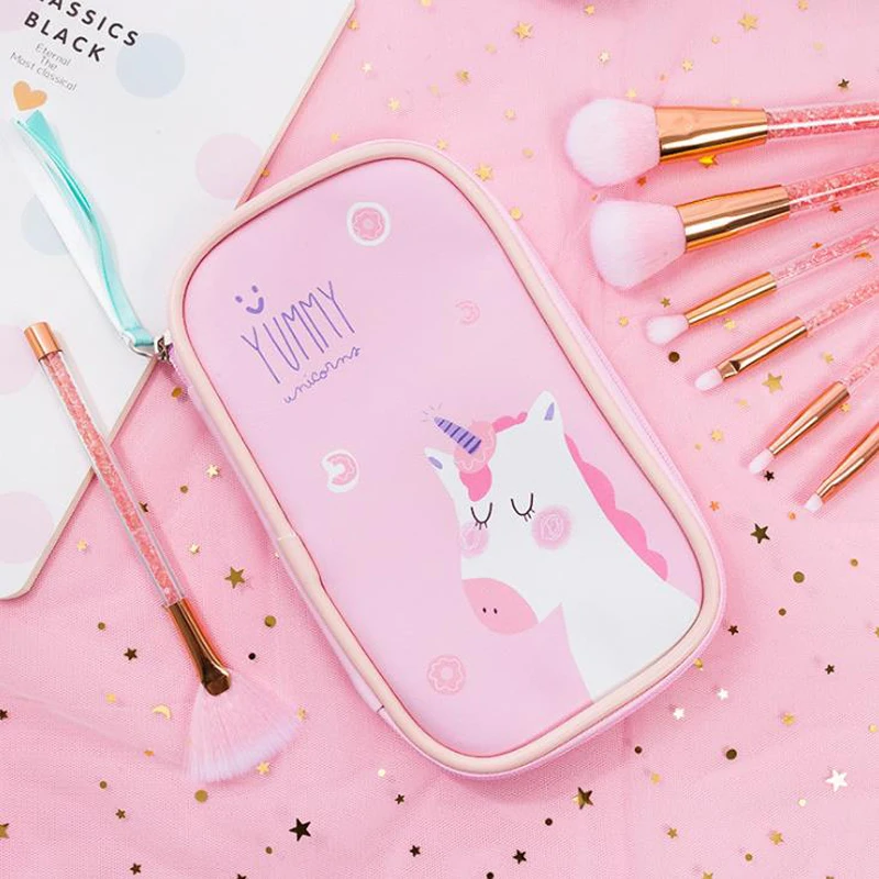 

1 Pcs Cartoon Animal Unicorn Whale Star Dot Grid PU Pencil Case Large Capacity Pencil Bags School Supplies Stationery Gifts