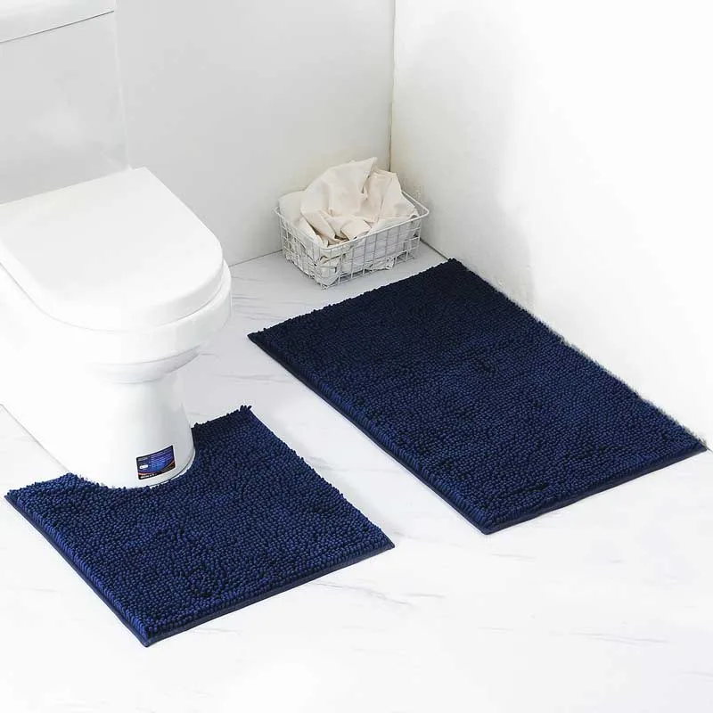 2 шт./компл. с длинным ворсом, для ванной на нескользящей подошве Туалет набор ковриков синели Абсорбент Ванная комната ковролин пьедестал коврик для ванной