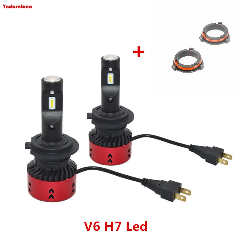 

55W Led Car Headlight Bulbs Kit Auto Level Lamp Beads+H7 Clip Holder Adapter Retainers For Opel Vauxhall Astra G Honda CRV Mazda