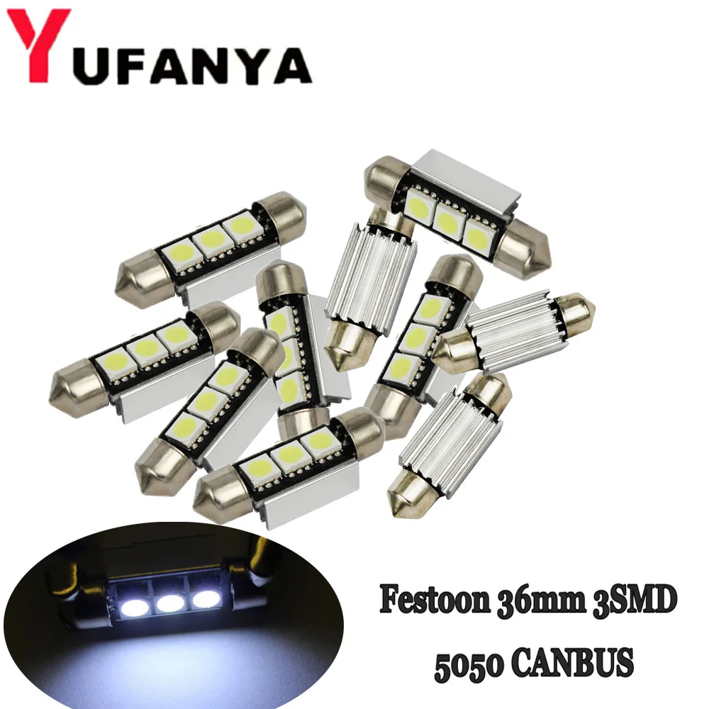 

10 PCS/20 PCS /30PCS Festoon 36mm C5W 3SMD 5050 LED CANBUS 12V NO Error Festoon Bulb Car Licence Plate Light Auto Housing Lamp