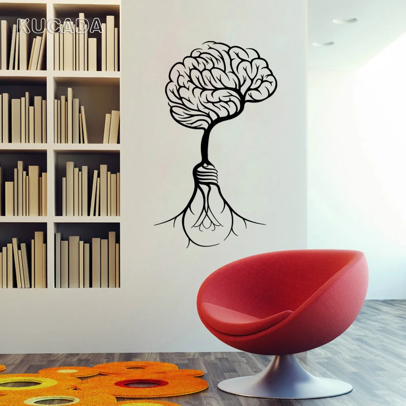 

Vinyl Wall Stickers Brain Creative Idea Bulb Teamwork Office Meeting room Space Decor Decal DIY Home Decor Mural JG4150