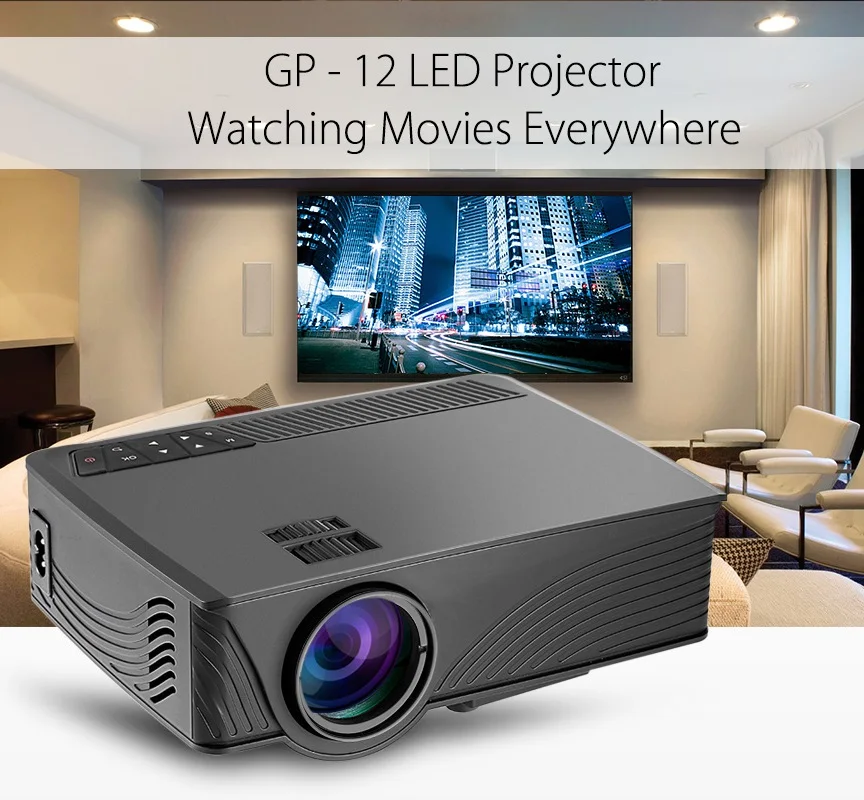 Coolux GP-12 GP12 LED LCD Projector 800x480 Pixels 2000 Lumens 3D Support 1080P for Home Theater Player Proyector