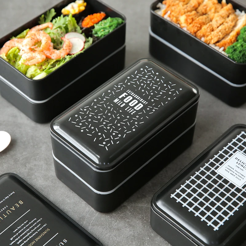 Двухслойный Ланч бокс Портативный Bento box еда без бисфенола а контейнер для