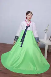 Элегантные женские корейский традиционный костюм меньшинств танца Костюмы женский ханбок суд платье принцессы леди Косплэй 89