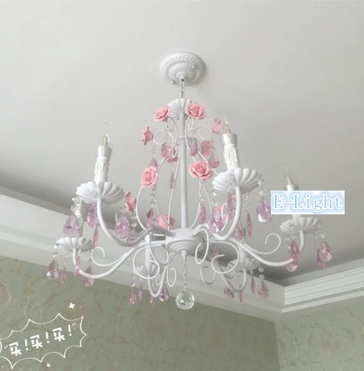 5 8 Lamps Wrought Iron Rose Chandeliers Lights Crystal Lamp White 5 8 Lamps Wrought Iron Rose Chandeliers Lights Crystal Lamp White Pink Green Flower K9 E14 Led Candle Bulb Chandelier In From