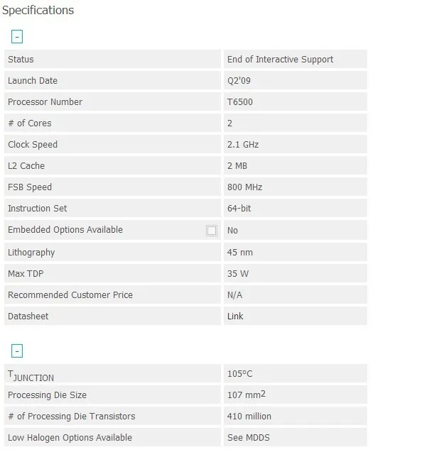 Для ноутбука intel cpu Core 2 Duo T6500 cpu 2M cache/2,1 GHz/800/двухъядерный процессор Socket 479 для ноутбука GM45 PM45