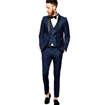 

Custom Made Fashion Men Suits Blue Slim Fit Groom Formal Wedding Suits Tuxedos