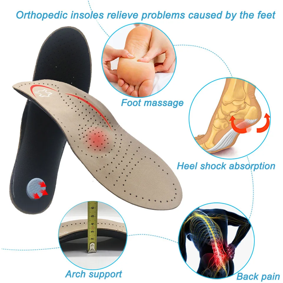 Ортопедические стельки из натуральной кожи для плоской стопы, поддержка свода стопы, ортопедические силиконовые стельки для мужчин и женщин