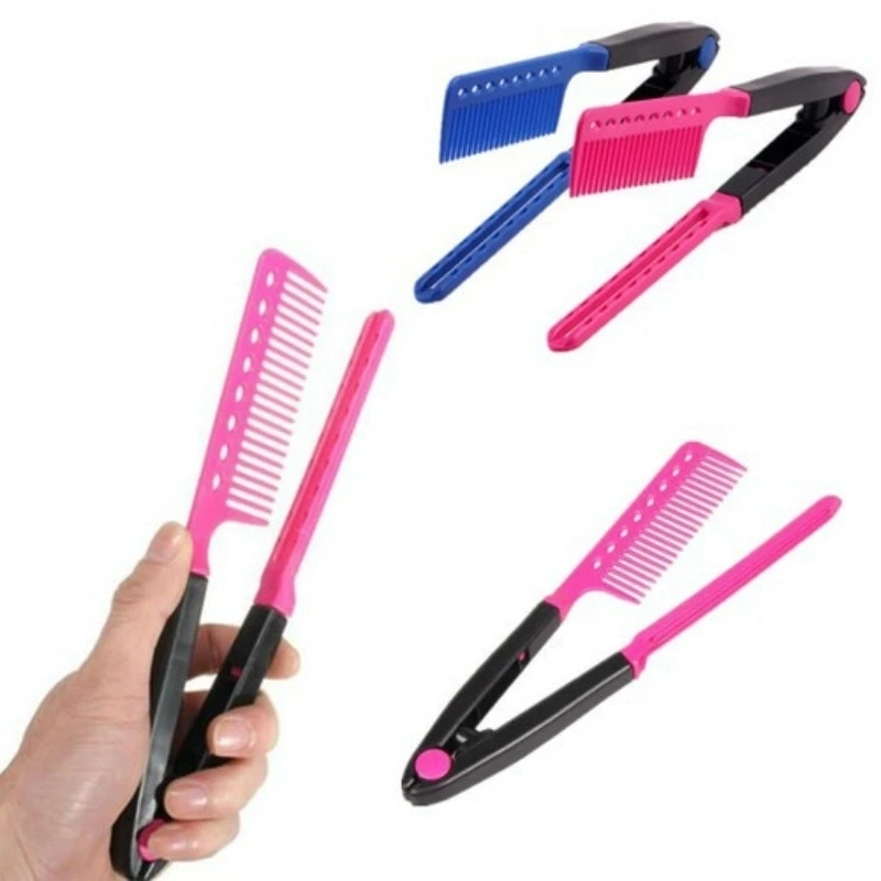 Women Fashion Hair Combs V Type Hair Straightener Comb DIY Salon Haircut Hairdressing Styling Tool (2)