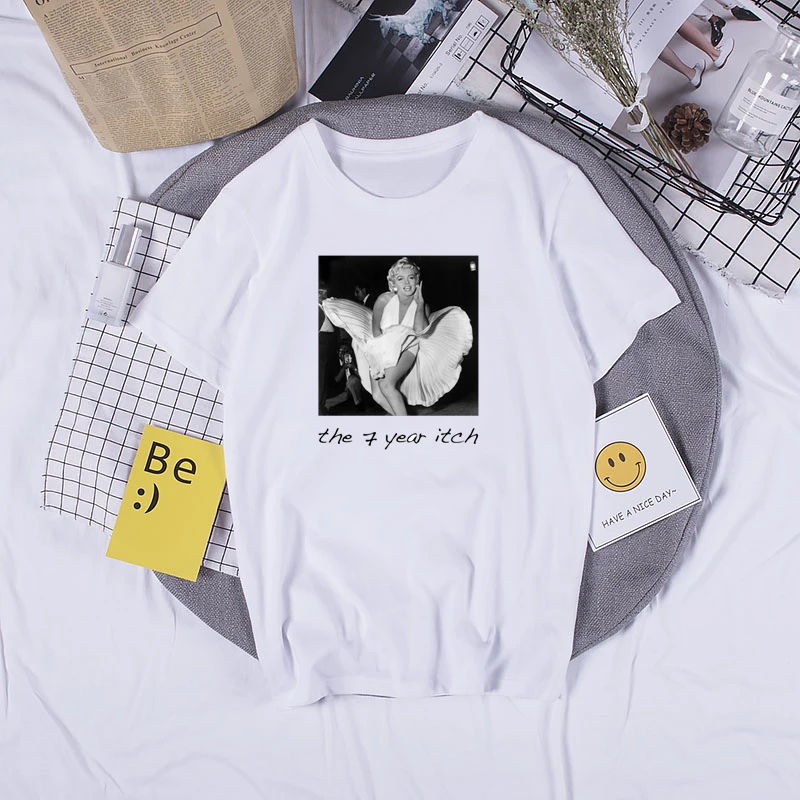 

Marilyn Monroe T-shirt Fashion Bluza Gothic Summer Cotton TShirt Men's Casual Short Sleeve Hip Hop Cotton Tops Tees Streetwear