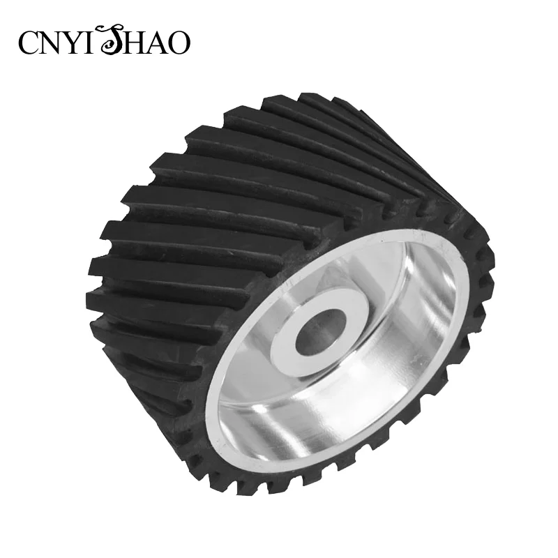 

CNYISHAO Customized 200*100*25mm Serrated Polishing Wheel Sanding Belt Set Rubber Contact Wheel for Bench Grinder