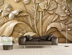 Bacal интерьер Классическая настенная бумага роскошный 5D стерео Европейский бабочка цветок Обои фреска ТВ фон papel де parede 3d