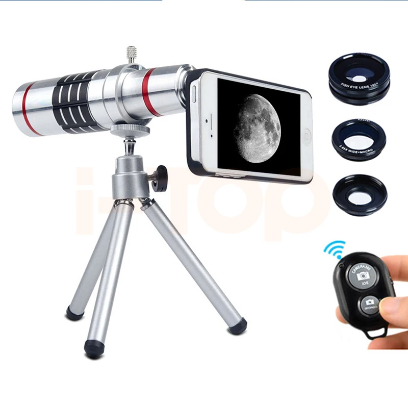 

2017 18x Zoom Telescope Telephoto Lenses Phone Lentes Kit For Samsung S3 S4 S5 S6 S7 edge note 4 5 Fisheye Wide Angle Macro lens