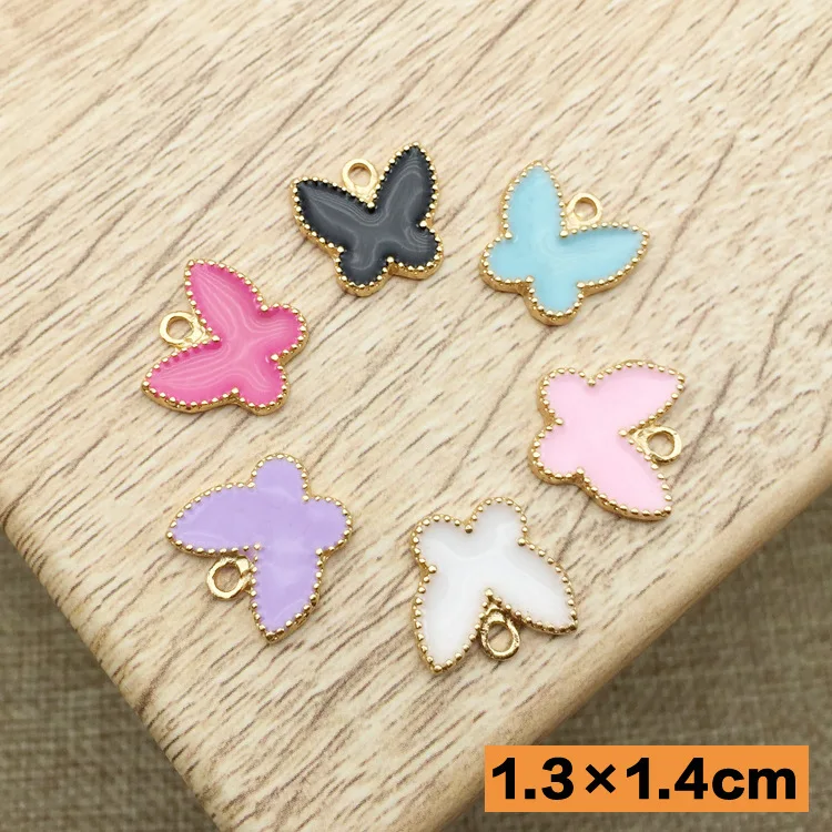 

10pcs 13*14MM Korea cute small enamel butterfly charms alloy Pendant for Bracelet Necklace Handmade DIY hair jewelry accessories