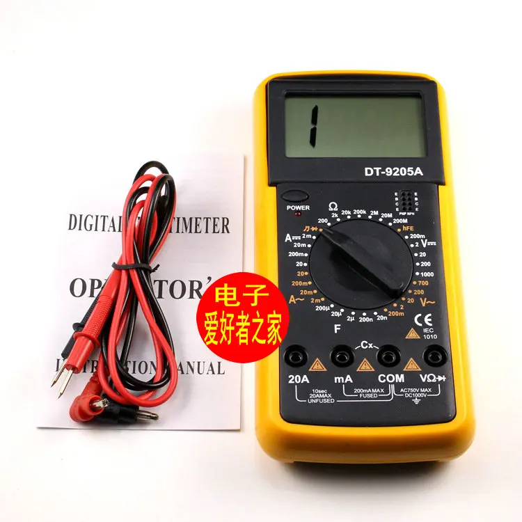 DT9205A digital multimeter universal meter to measure resistance and capacitance bipolar transistor electronic current voltage