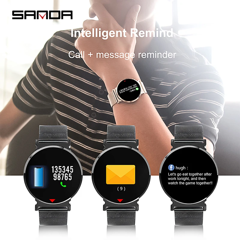Спортивные Смарт часы SANDA Bluetooth для мужчин пульсометр кровяное давление