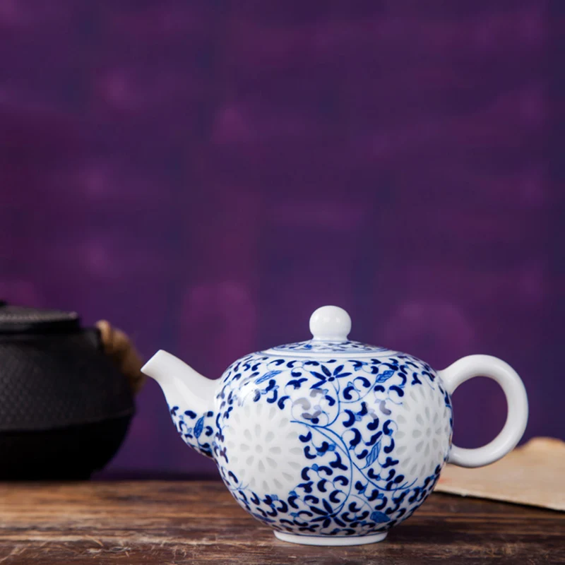300 мл Цзиндэчжэнь ручная подглазурная роспись синий и белый фарфоровый чайник керамический чайник для путешествий чайная посуда Чайный набор кунг-фу чайник