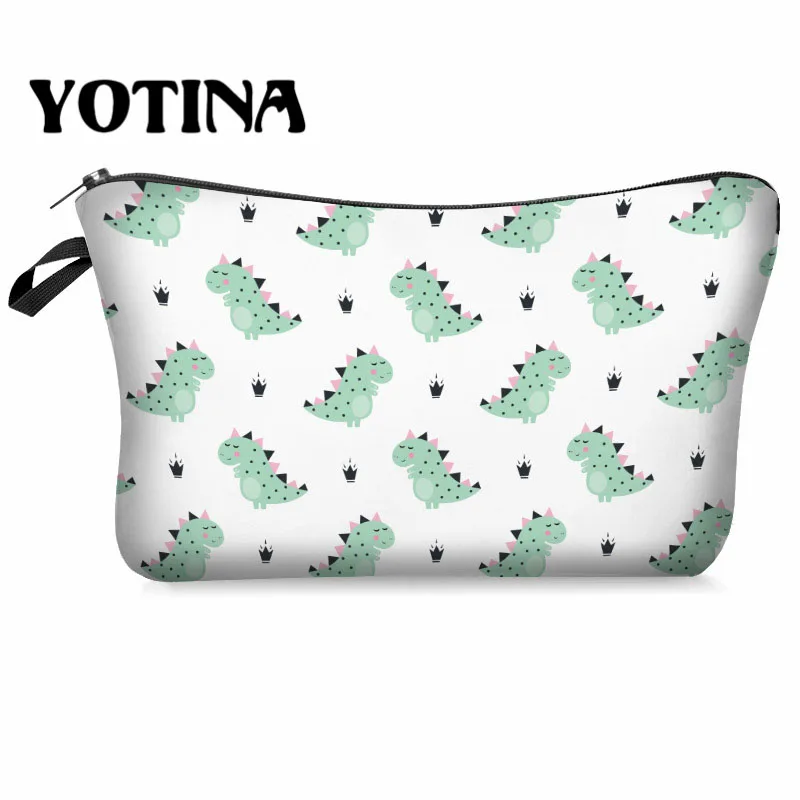 Yotina сумка для макияжа женская косметичка с разноцветным рисунком динозавра 3D печать несессер сумка для путешествий Органайзер для макияжа