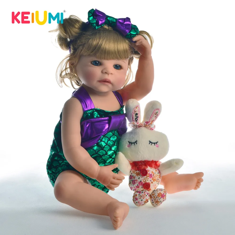 

KEIUMI 22 Inch 55 cm Reborn Baby Girl Full Silicone Body Reborn Dolls Lifelike Kids Playmate Baby Toys Girl For Christmas Gifts