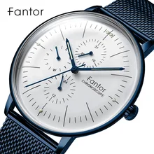 Fantor мужские часы с хронографом Топ люксовый бренд сетка сталь кварцевые наручные часы для мужчин s водонепроницаемые часы люксури relogio masculino