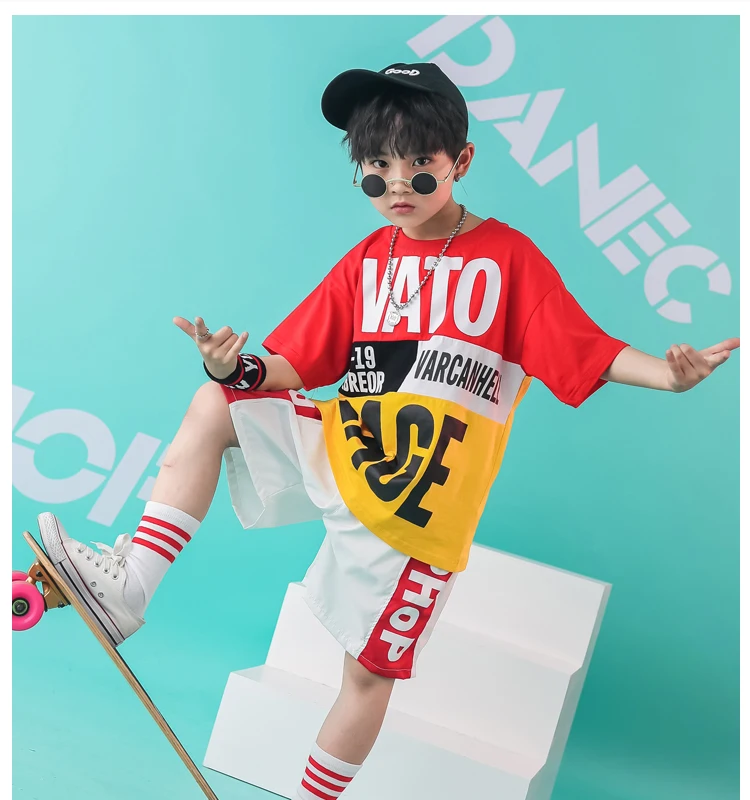 Summer 2019 baby Boys clothing set hip hop t shirt kids kids dance costumes toddler boy summer clothes children's summer set (2)