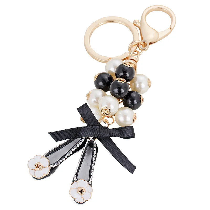

Wukaka Girls Shoes Key chain Pearl Shoes Car Key Ring Pendant Fashion Gift Key Chain For Women Bags CC Jewelry