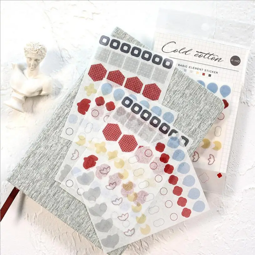 

4pcs/pack Basic Round Stationery Bullet Journal Diary Paper Calendar Cute Stickers Scrapbooking Flakes School Supplies