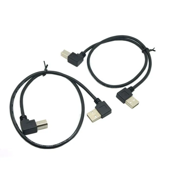 

2pcs Right & Left Angled 90 Degree USB 2.0 A Male to B Male Angled 90 Degree Printer Scanner Hard Disk cable 50cm