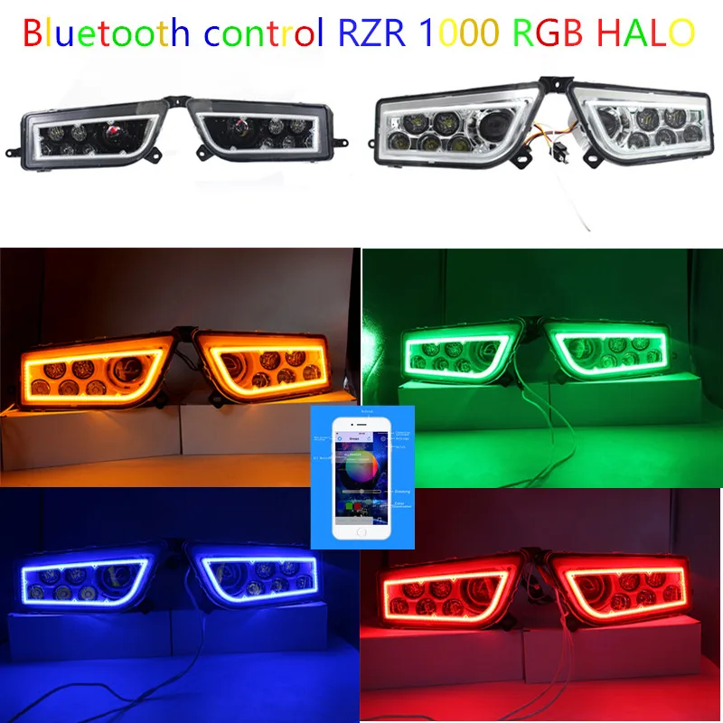 Polaris RZR 1000 фар RGB Halo глаза ангела с bluethooth телефон приложение Contorl подходит rzr1000 Polaris 2016 rzr XP Turbo