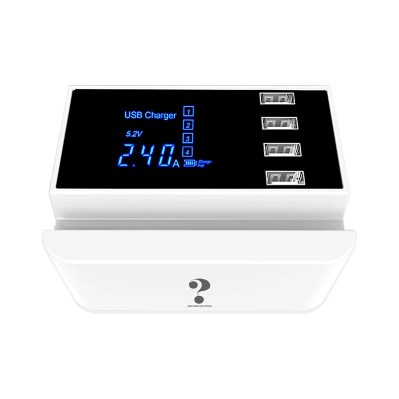 White AABB? WENHAO 4 Usb Порты Зарядное устройство концентратора с ЖК-дисплеем Экран дисплея 20 Вт смарт настольная зарядная станция 5V 4A для samsung Xiaomi Ipad iphone - Цвет: White