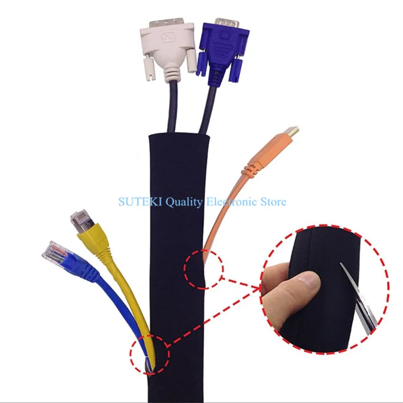 Неопреновый кабель управления рукав обертывание провода Hider органайзер для ТВ телефона 125 см