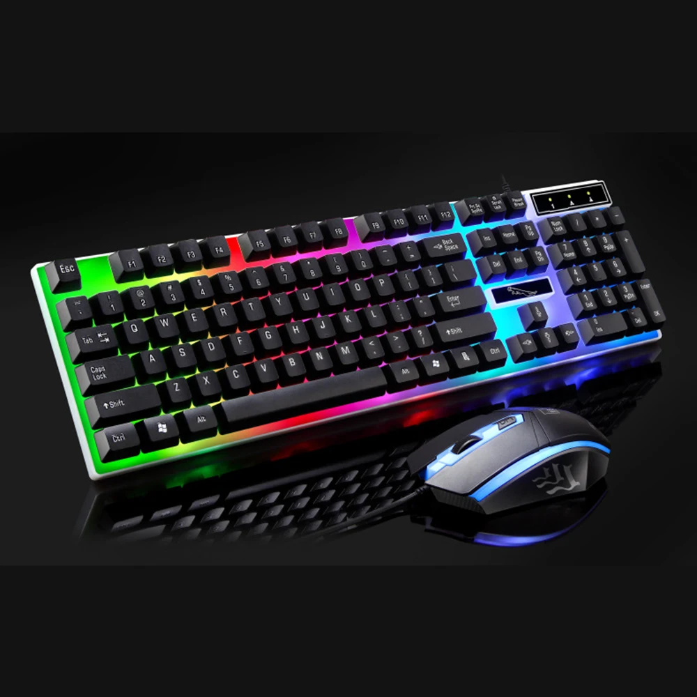 

ZIENSTAR English Letter USB Game Keyboard with Backlit , Similar Mechanical Feel , 3D USB Gaming Mouse