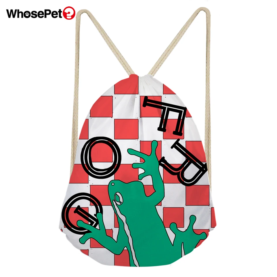 WHOSEPET для женщин Drawstring Сумки Симпатичные Лягушка Прохладный свинья печати плеча