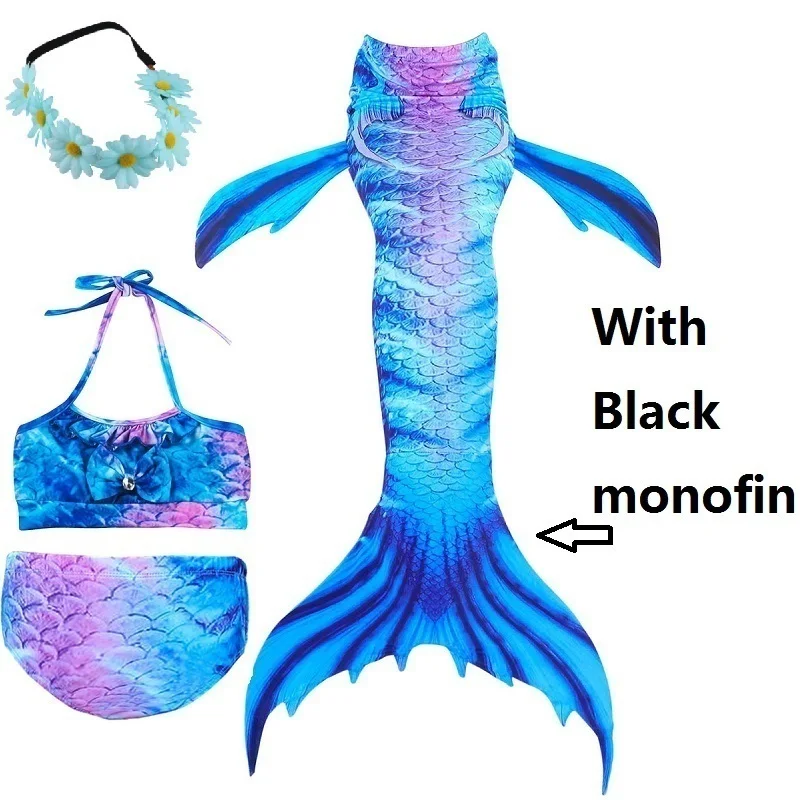 

swimming mermaid tail with monofin flipper bikini black adult for children girls kids cosplay swimmable mermaid tails costumes