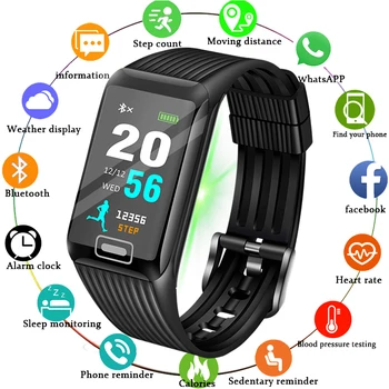 

2019 New Smart Bracelet Men Heart Rate Monitor Fitness Tracker LCD Color Screen Sport Pedometer Watch Band waterproof Clock+Box