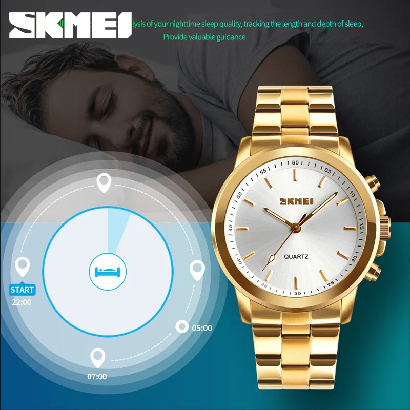 SKMEI Bluetooth Luxury Quartz Watch Men Stainless Steel Classic Business Waistwatches APP Reminder SOS Help Multifunction Watchs