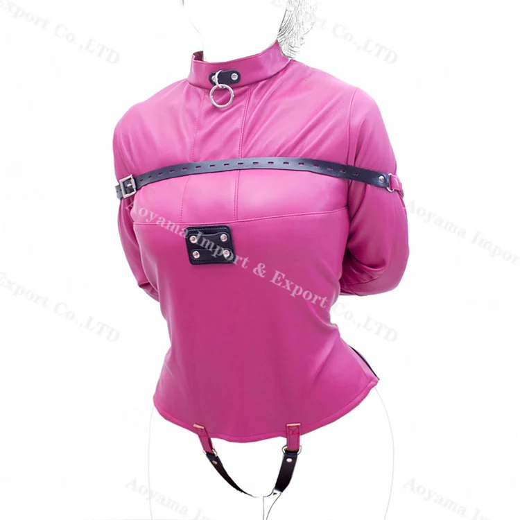 PinkStraitjacketPULeatherBondageKinkyFancyStraightJacketFetish