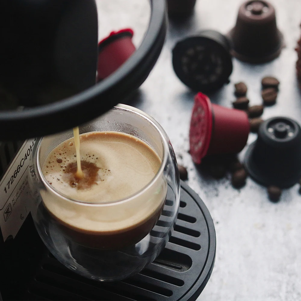 Многоразовая перезаправляемая кофейная капсула, пластиковые фильтры для кофе, капсулы Nespresso, фильтры для кофе, ложка-кисточка