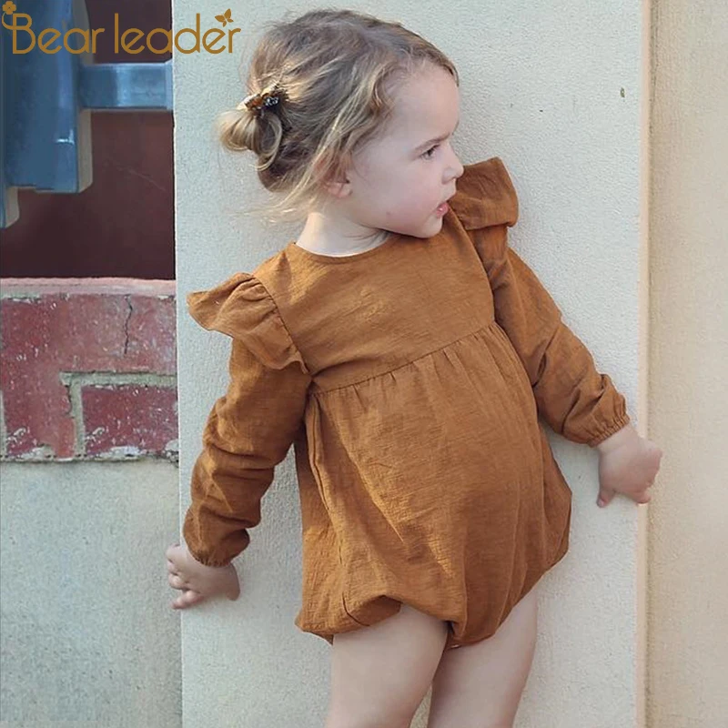 

Bear Leader Baby Clothing Long Sleeve Bodysuit Infant Jumpsuit Bodysuit Summer Clothes Solid Unisex Baby Bodysuits 2Colors