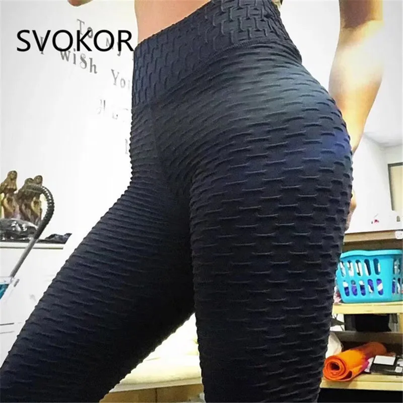 

SVOKOR Black Leggings Women 2018 Polyester Ankle-Length Standard Fold Pants Elasticity Keep Slim Push Up Fitness Female Legging