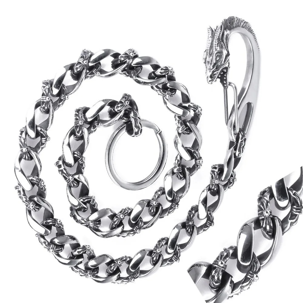 Vintage stainless steel Mens Wallet Chain Biker Rocker Dragon Keychain