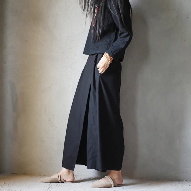 [ XITAO ] европейские летние новые модные женские брюки с эластичной талией, имитация двух частей, свободные нестандартные длинные широкие брюки KZH880