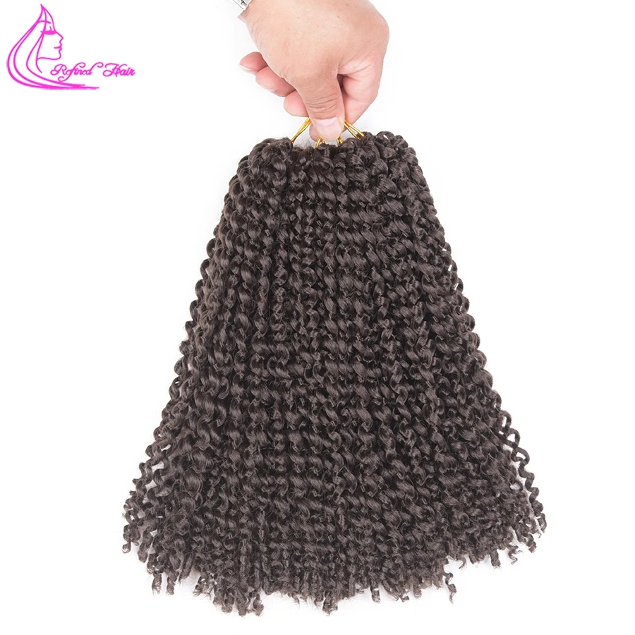 

Refined Hair Short Afro Curly Crochet Braid Braiding Hair Extensions 8 10 12Inch 24Strands Brown Synthetic Afro Braids