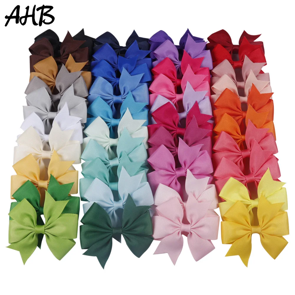 

AHB 40 Colors 3" Mini Solid Hair Bows for Baby Girls Handmade Grosgrain Ribbons Hairpins Cute Hair Clips Barrettes Kids Headwear