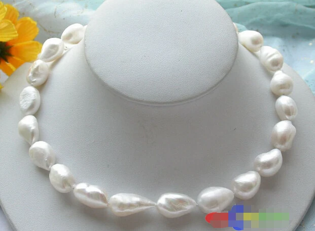 

p2333 17" 18MM WHITE BAROQUE FRESHWATER CULTURED PEARL NECKLACE SC ^^^@^Noble style Natural Fine jewe FREE SHIPPING
