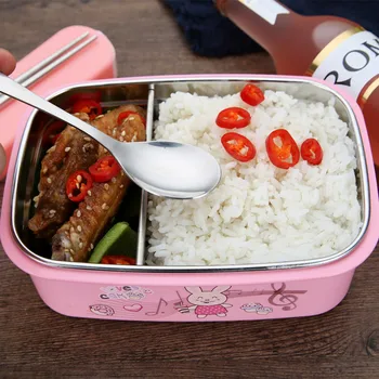 

304 Stainless Steel Safe Adult Kids Food Storage Container Japan Korea Seal Thermal Insulation Metal Bento Lunch Box Cartoon